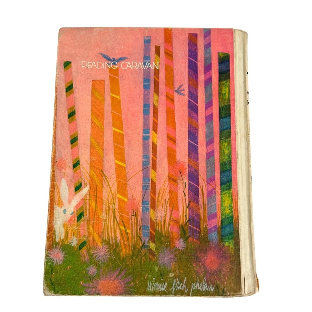 D.C. Heath Book Unisex OS Pink Peppermint Fence Reading Caravan Vintage 1964 Art - Picture 4 of 4